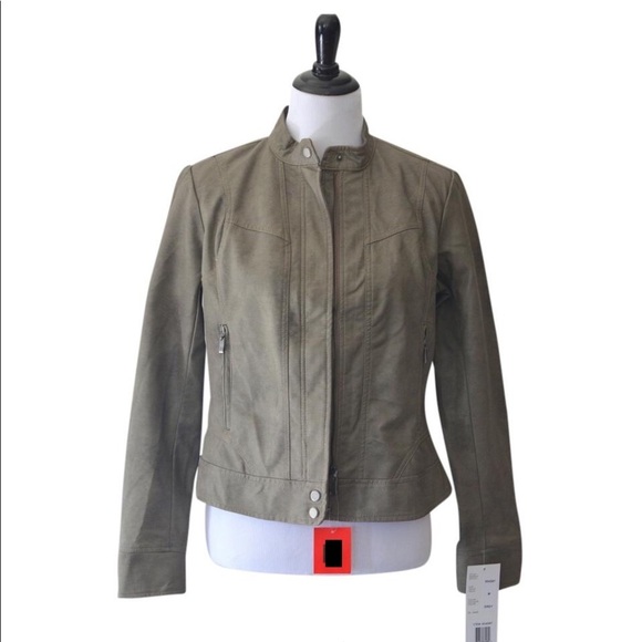 Bernardo Jackets & Blazers - Bernardo Tan Vegan Leather Jacket